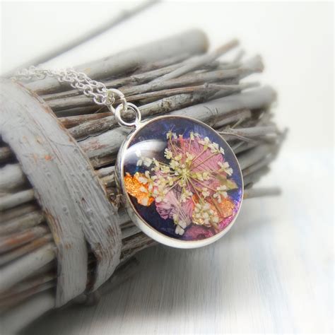 Real Flower Necklace Handmade Necklace Resin Jewellery Dry Flower