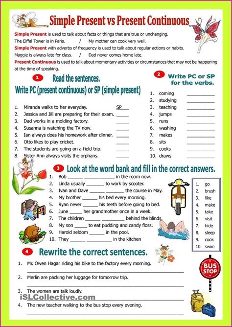 Present continuous tense worksheet for grade 5 worksheet