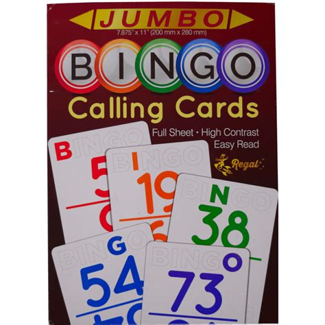Regal Games Bingo Calling Card Deck New Jumbo Full Sheet Size 11 X