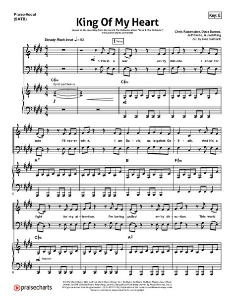 King Of My Heart Sheet Music Pdf Love And The Outcome Praisecharts