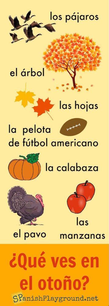 Spanish Vocabulary Infographics Spanish Playground Fall Words I