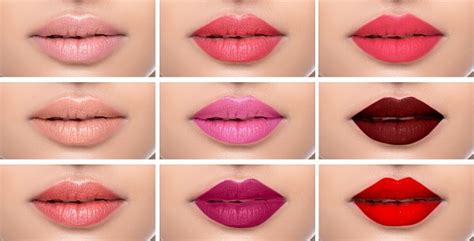 Set Or Collage Female Lips With Different Color Of Lipsticks On The