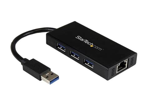 3 Port Portable Usb 30 Hub With Gigabit Ethernet Adapter