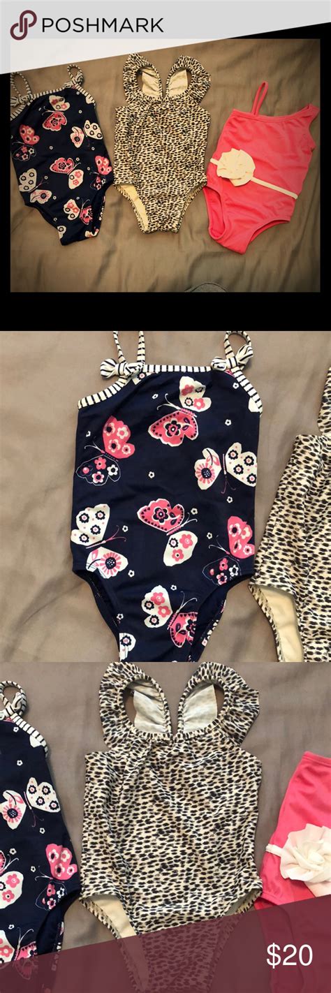 Set Of 3 Baby Girl Swimsuits Bathing Suits Euc Baby Girl Swimwear