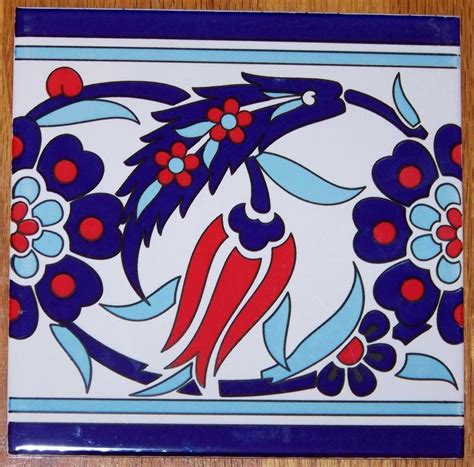 Ottoman Iznik Red Tulip Pattern 50 8 X8 Turkish Ceramic Tile BORDER EBay