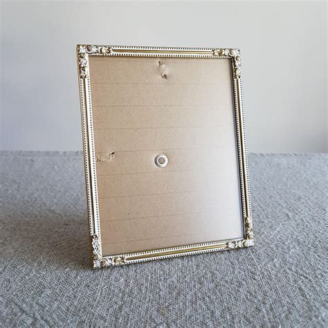 4 X 5 White And Gold Metal Picture Frame W Flowers Etsy Canada Metal