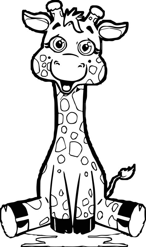 Giraffe Baby Cartoon Coloring Pages Cute Printable Drawing Clip Clipart