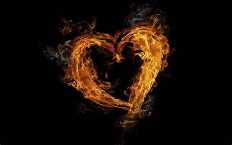 Download Wallpapers Fiery Heart Smoke Flaming Heart Fire Flames