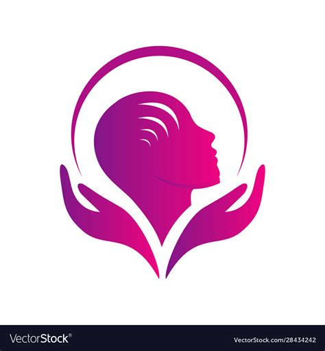 Mental Health Care Logo Design Head Leaf Hand Vector Image