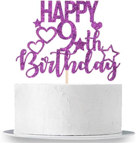 Buy Innoru Purple Glitter Happy 9th Birthday Cake Topper For Cheers To