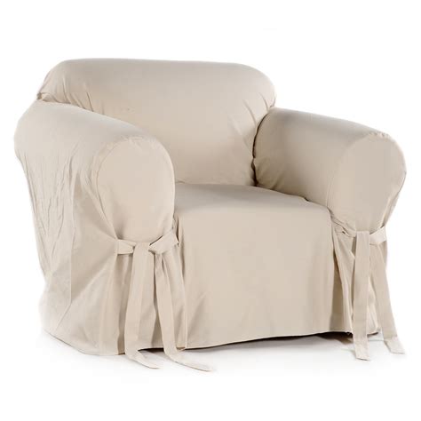 Classic Slip Covers 1 Piece Cotton Chair Slipcover With Bowties