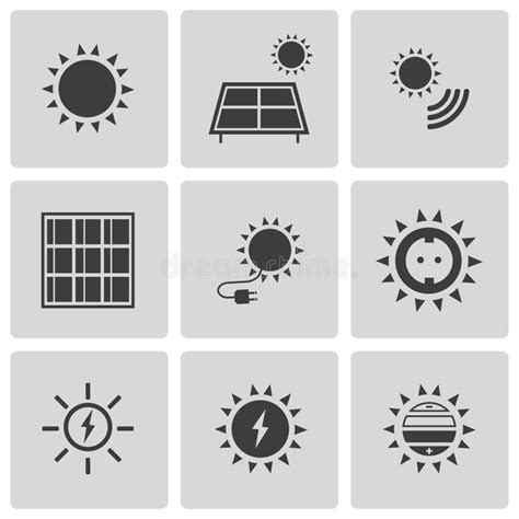 Vector Black Solar Energy Icons Set Stock Vector Illustration Of