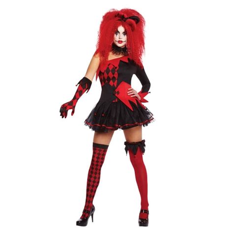 New Jesterina Tricksterina Harley Quinn Halloween Cool Clown Fancy Dress Costume Ebay