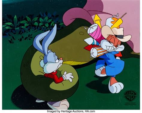 Tiny Toon Adventures Buster Bunny And Babs Bunny Production Cel Setup Warner Brothers C 1990
