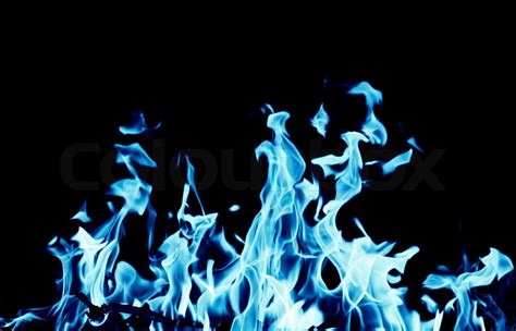 Abstrakt Blaue Flamme Feuer Auf Schwarzem Hintergrund Stock Bild
