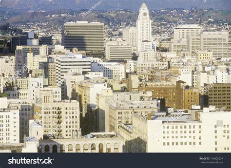 Aerial View Of Old Los Angeles Skyline Los Angeles