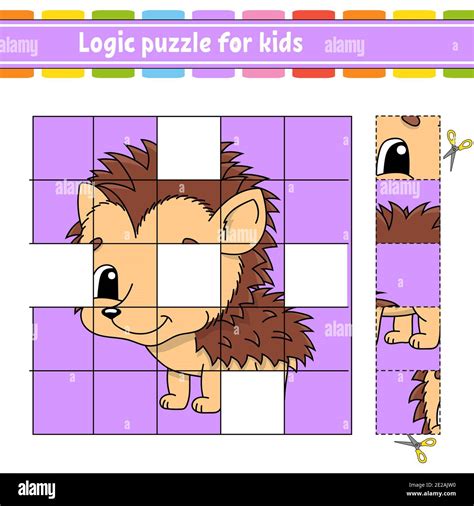 Logic Puzzle For Kids Education Developing Worksheet Hedgehog Animal