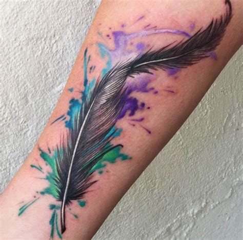 100 Most Beautiful Watercolor Tattoo Ideas Watercolor Tattoo Feather Feather Tattoo Design