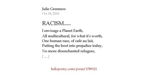 Racism By Julie Grenness Hello Poetry