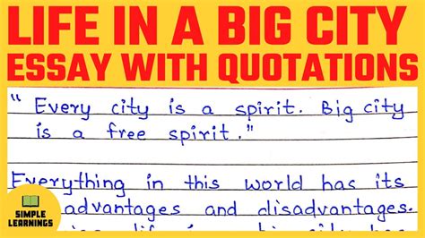 Life In A Big City With Quotations Essay On Life In A Big City In