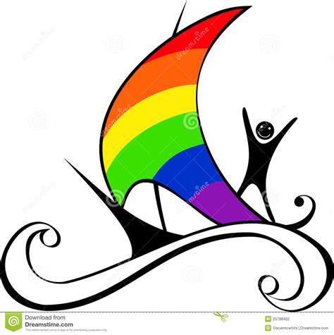 Boat With Rainbow Sail Stock Illustration Illustration Of Icon 25798402