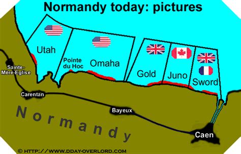 Gold beach map (click on picture to enlarge). Normandy today: pictures
