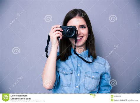 Happy Woman Making Photo On Camera Stock Image Image Of Expertise