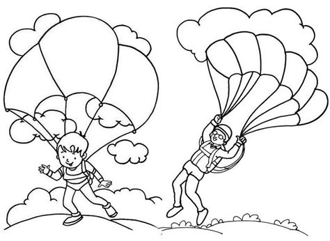 Parachute Landing Coloring Page For Kids