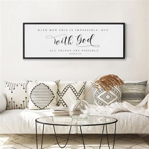 With God All Things Are Possible Large Dining Room Bedroom Etsy Canada Scripture Wall Art