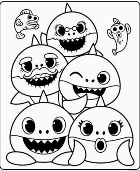 50 best printable baby shark coloring pages. Baby shark family Pinkfong, super simple Раскраска акуленок бейби шарк | Shark coloring pages ...