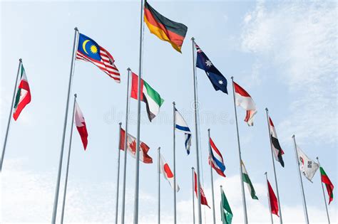 Multiple National Country Flags Waving Stock Image Image Of Global