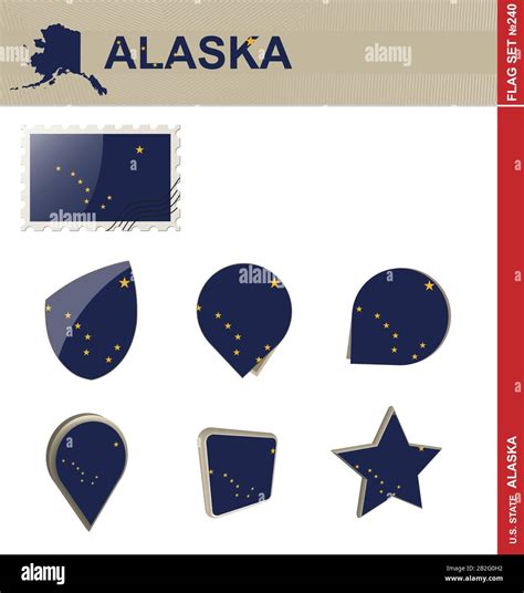 Alaska Flag Set Us State Flag Set 240 Vector Stock Vector Image