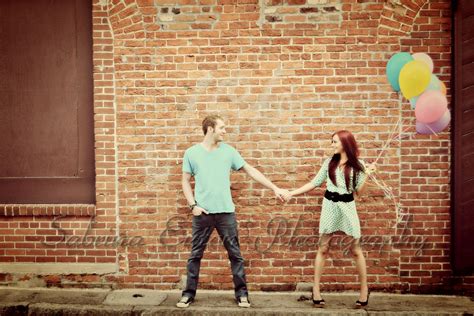 Brick wall + Balloons + Cute Couple = Love engagement and couple photos ...