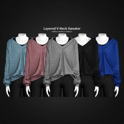 Sims 4 Layered V Neck Sweater At Gorilla The Sims Book