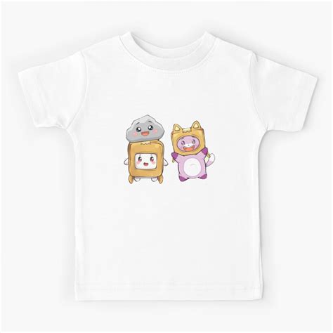 Cute Happy Foxy Rocky And Boxy Plushie Lankybox Kids T Shirt By