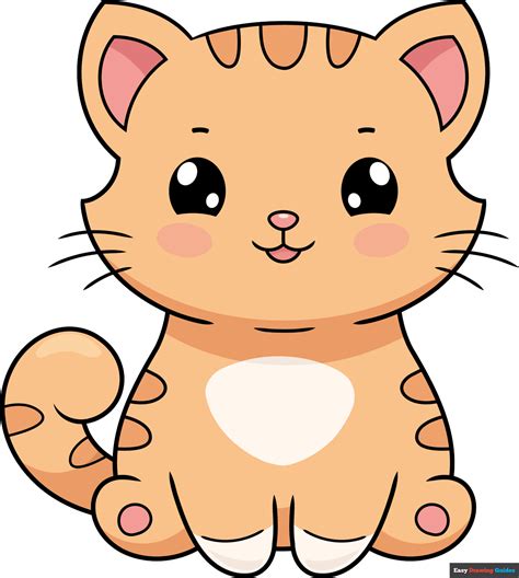 How To Draw A Cute Cartoon Cat Easy Drawing Guides