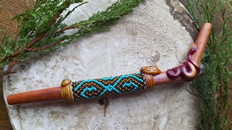 Red Serpent Amaru And Ayahuasca Tepi Applicator With Beaded Etsy
