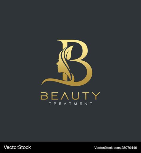 B Letter Luxury Beauty Face Logo Design Royalty Free Vector