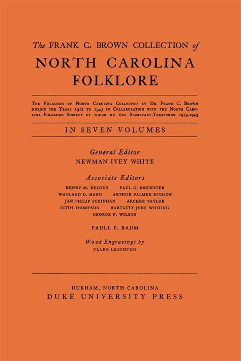 The Frank C Brown Collection Of Nc Folklore Vol V The Music Of The