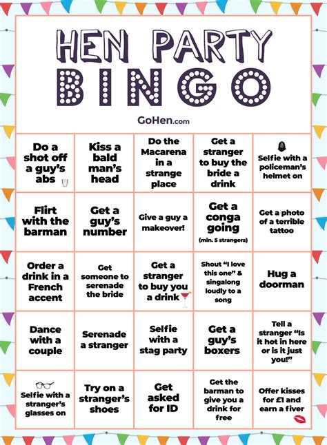 Free Printable Hen Party Bingo Hen Party Bachelorette Party Ideas