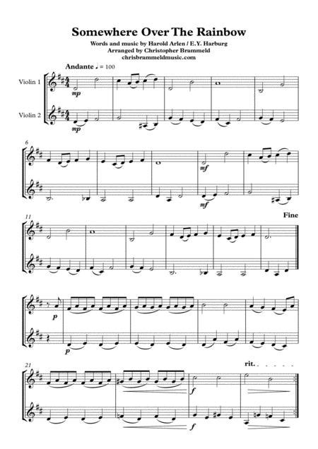 Somewhere Over The Rainbow Easy Trumpet Duet Free Music Sheet
