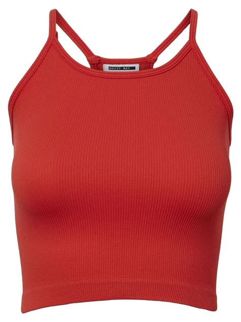 Cropped Ribbed Cami Red Cami Cropped Rib