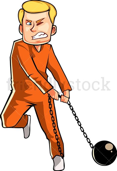 Prisoner Carrying Ball And Chain Cartoon Vector Clipart Friendlystock