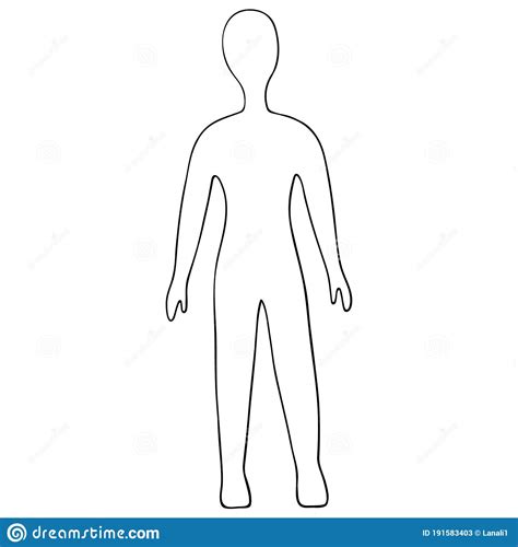 Full Length Human Figure Sketch Body Positive Front View Vector