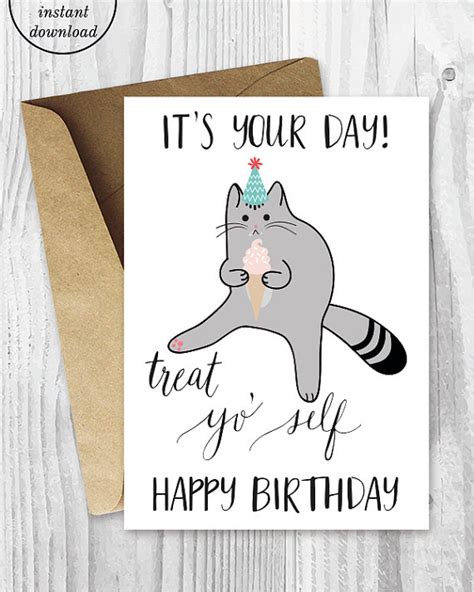 Printable Cat Birthday Card Funny Cats Birthday Card Cat Etsy Cat