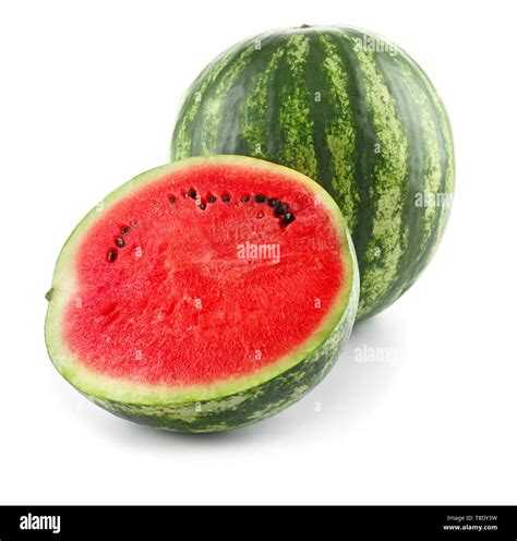 Delicious Ripe Watermelons On White Background Stock Photo Alamy