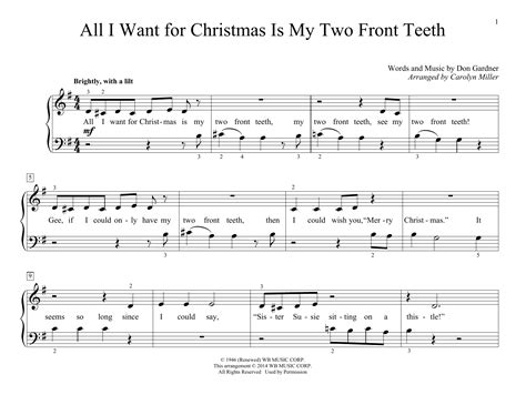 All I Want For Christmas Is My Two Front Teeth Arr Carolyn Miller