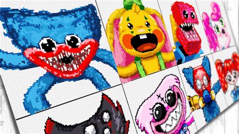 Pixel Art Drawing Poppy Playtime Huggy Wuggy Bunzo Bunny Boxy Boo