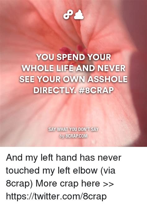 you spend your whole life and never see your own asshole directly 8crap say what you don t say