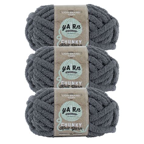 Lion Brand Yarn Ar Workshop Python Chenille Jumbo Polyester Gray Yarn 3